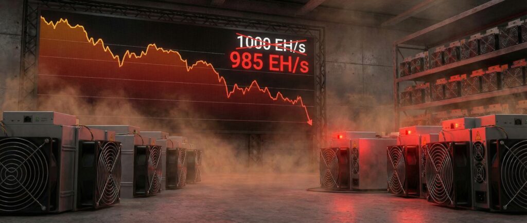 Хешрейт биткоина упал ниже 1000 EH/s