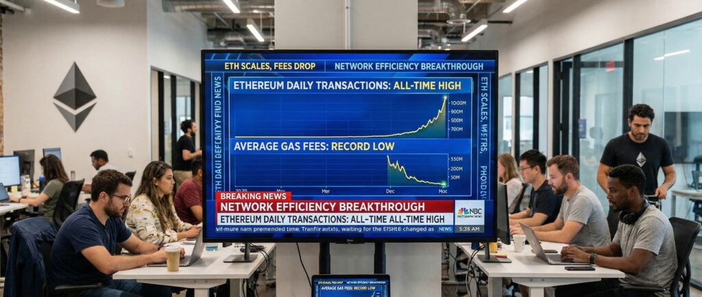 Ethereum обновил рекорд транзакций при минимальных комиссиях