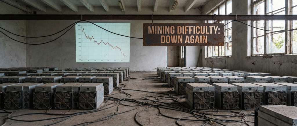 Сложность майнинга биткоина снова снизилась