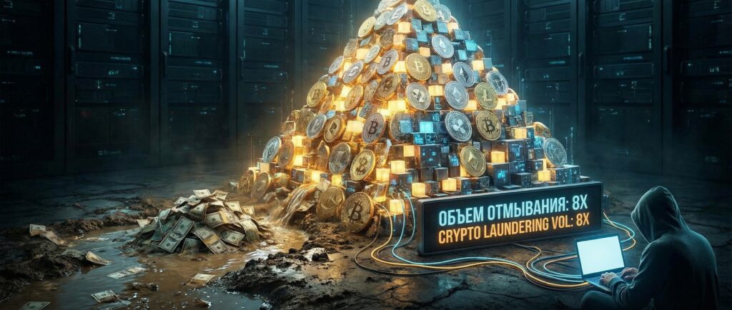Объем отмывания денег через криптовалюты вырос в восемь раз
