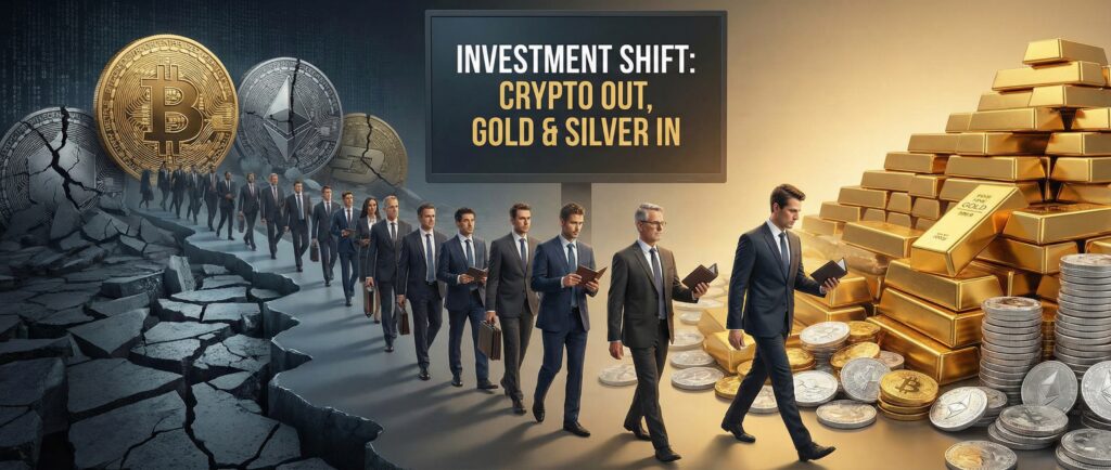 Инвесторы переключились с криптовалют на золото и серебро