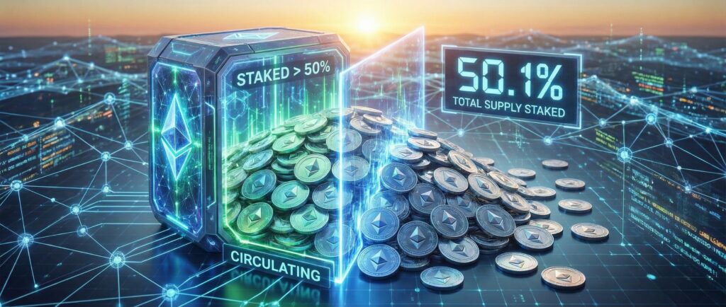 В стейкинге Ethereum впервые более половины предложения