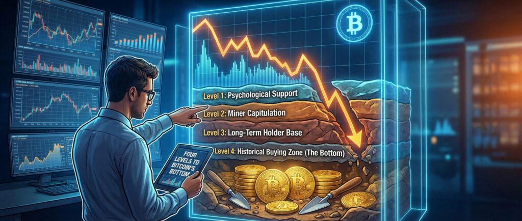 Аналитик назвал четыре уровня для определения дна биткоина