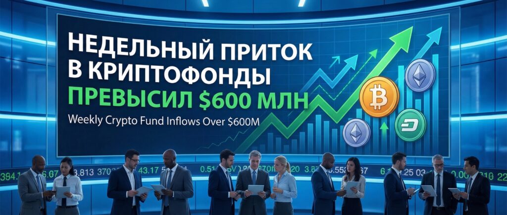 Недельный приток в криптофонды превысил 600 млн