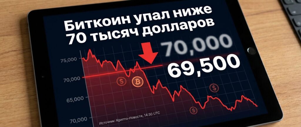 Биткоин упал ниже 70 тысяч долларов