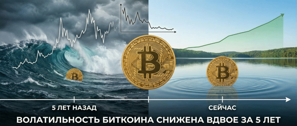 Волатильность биткоина снизилась вдвое за пять лет