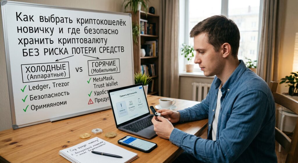 Новичок выбирает криптокошелёк для безопасного хранения криптовалюты