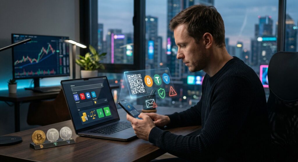 Как перевести криптовалюту в 2026 году: адрес, сеть, комиссии и как не потерять Bitcoin, USDT и TON при отправке