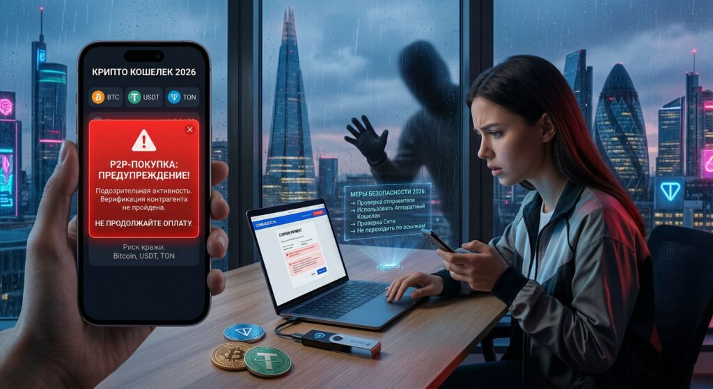 Мошенники в криптовалюте в 2026 году: как не потерять Bitcoin, USDT и TON при покупке, переводе и хранении