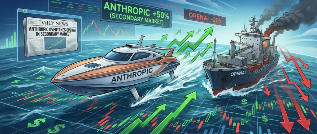 Anthropic обгоняет OpenAI на вторичном рынке