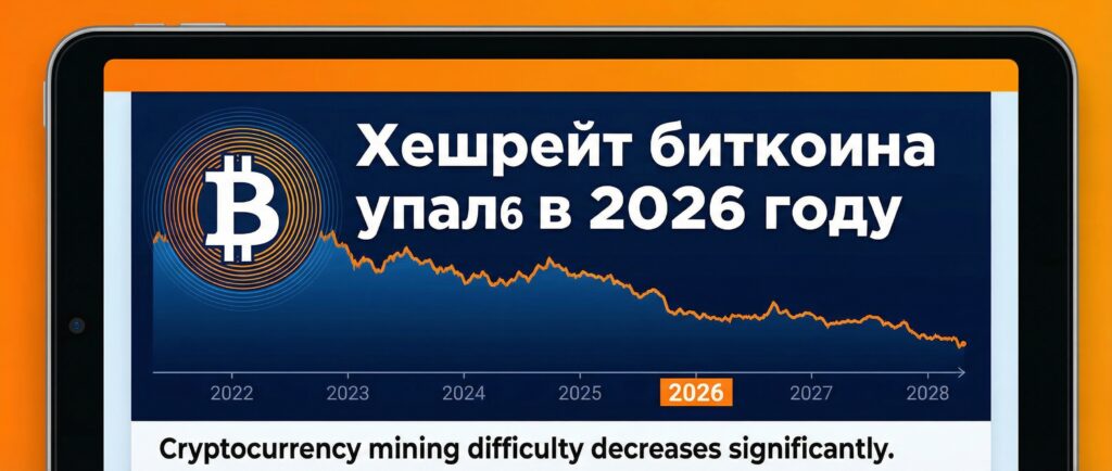 Хешрейт биткоина упал на 6 в 2026 году