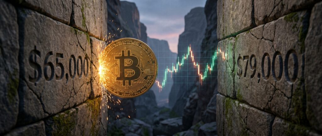 Биткоин зажат между $65 000 и $79 000