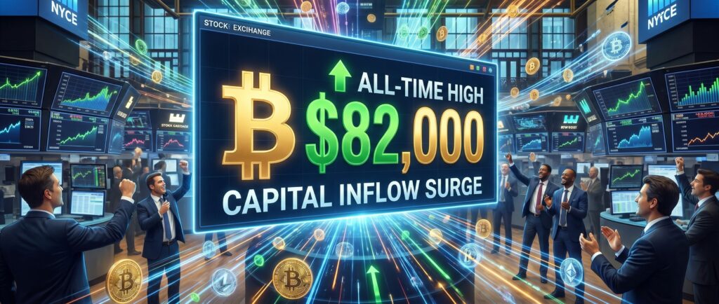 Биткоин превысил $82 000 на фоне притока капитала