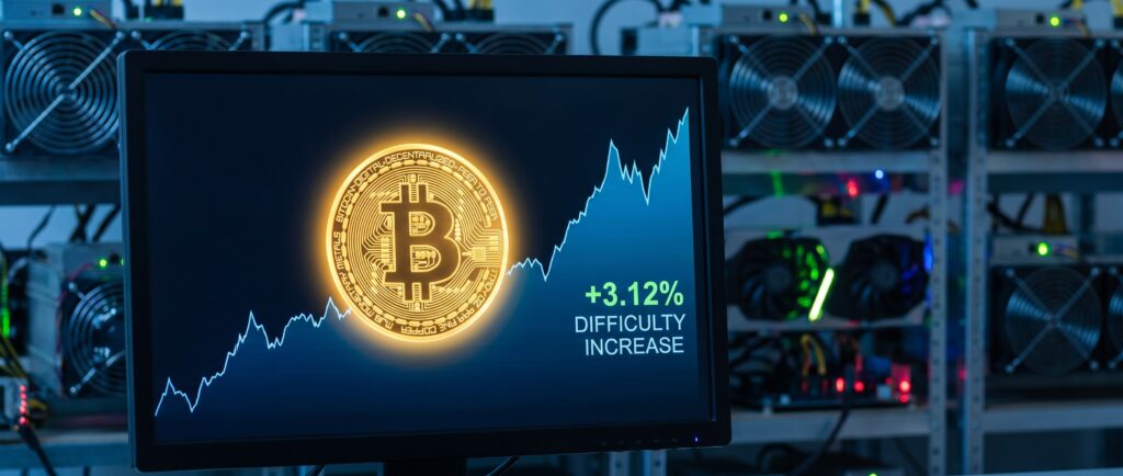 Сложность майнинга биткоина выросла на 3,12%