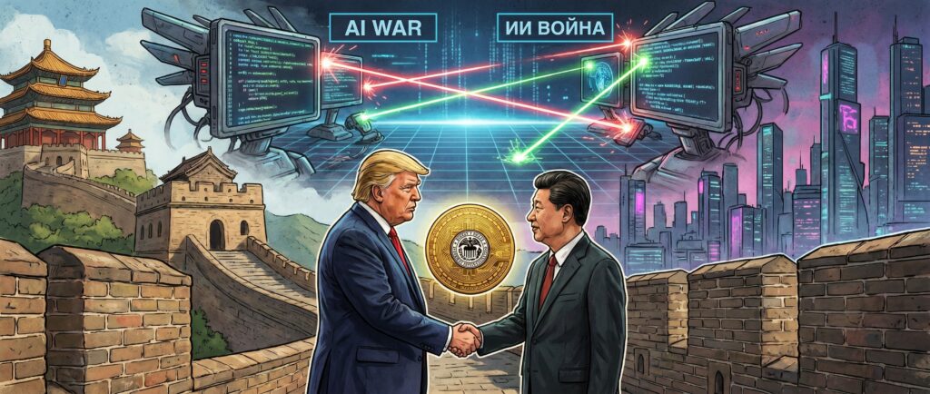 Трамп в Китае, биткоин-глава ФРС и ИИ-война