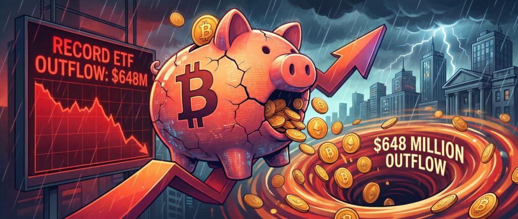 Рекордный отток из биткоин-ETF превысил $648 млн