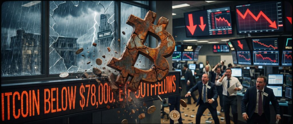 Биткоин упал ниже $78 000 на фоне оттока из ETF