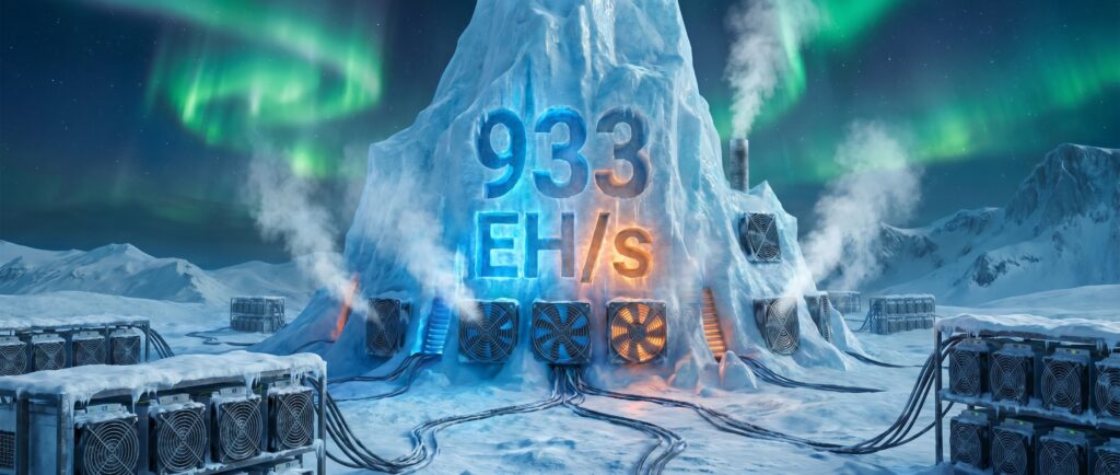 Хэшрейт биткоина достиг 933 EH/s