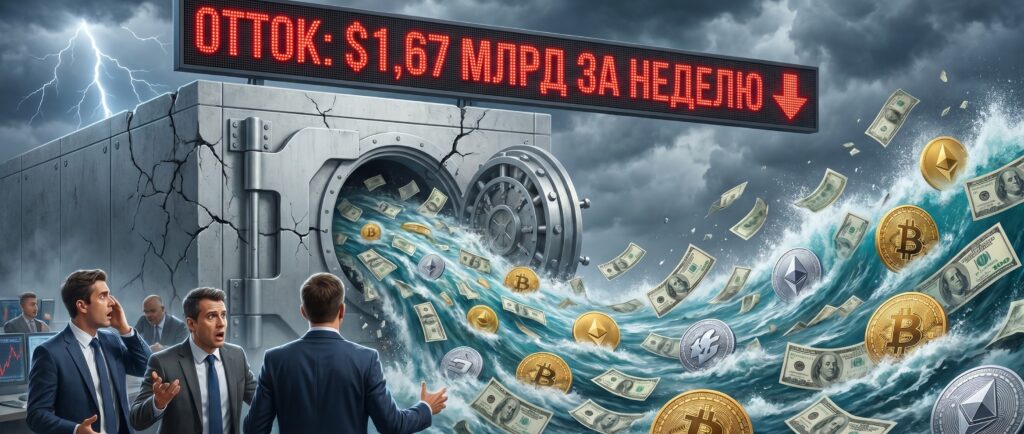 Отток из криптофондов достиг $1,67 млрд за неделю