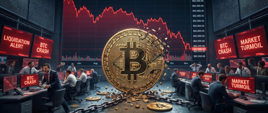 Биткоин рухнул ниже $62 000 на фоне ликвидаций