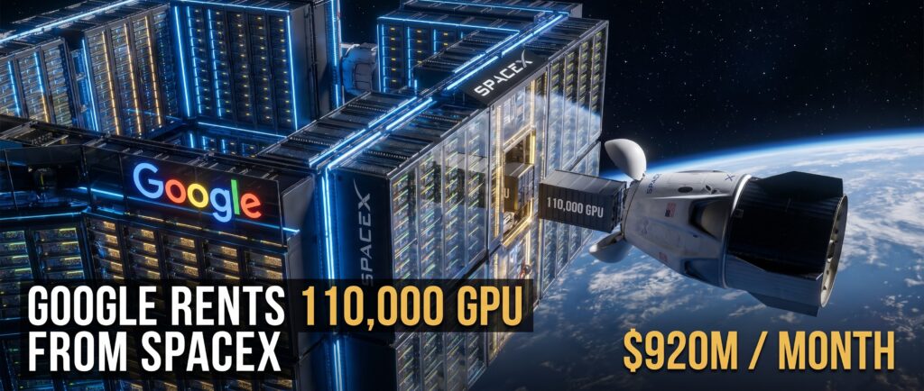 Google арендует у SpaceX 110 000 GPU за $920 млн в месяц