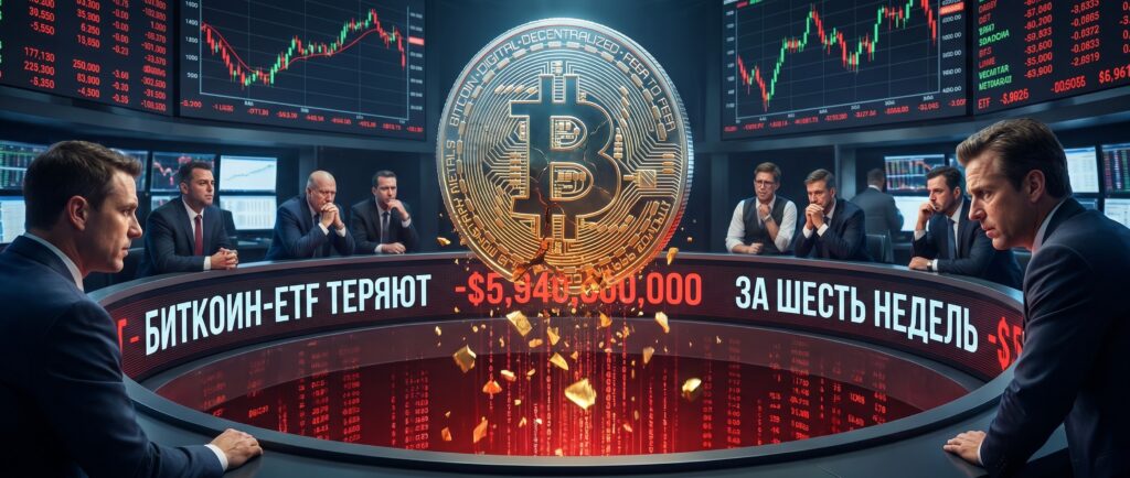 Биткоин-ETF теряют $5,94 млрд за шесть недель