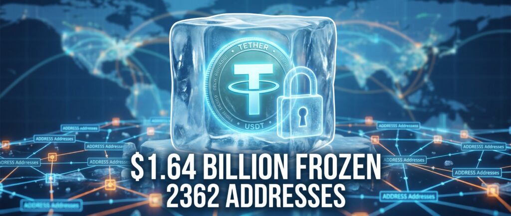 Tether заморозил $1,64 млрд на 2362 адресах