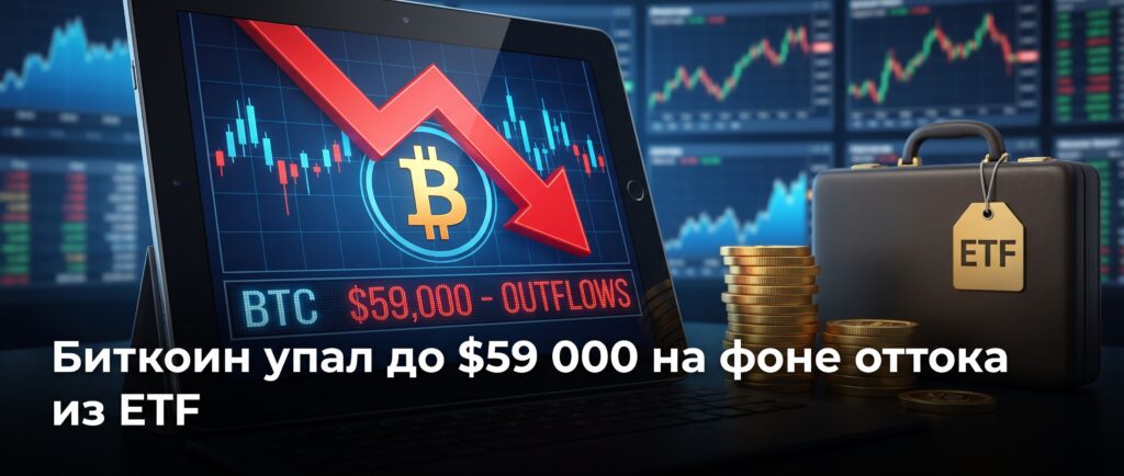 Биткоин упал до $59 000 на фоне оттока из ETF