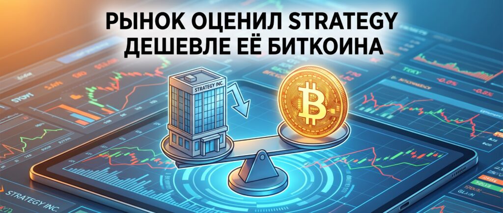 Рынок оценил Strategy дешевле её биткоина