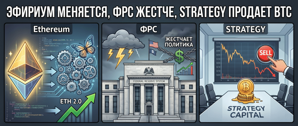 Ethereum меняется, ФРС жестче, Strategy продает BTC