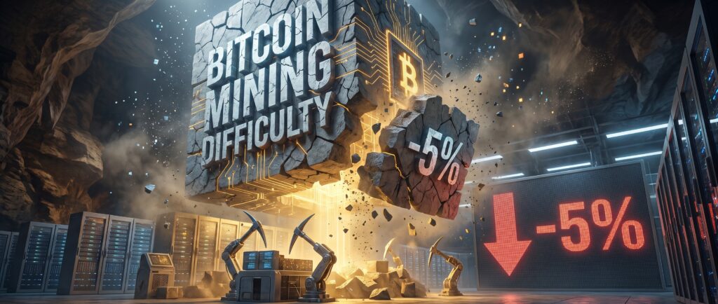 Сложность майнинга биткоина упала на 5%