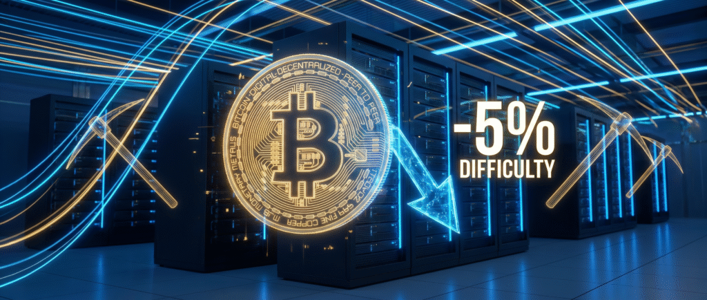Сложность майнинга биткоина упала на 5%