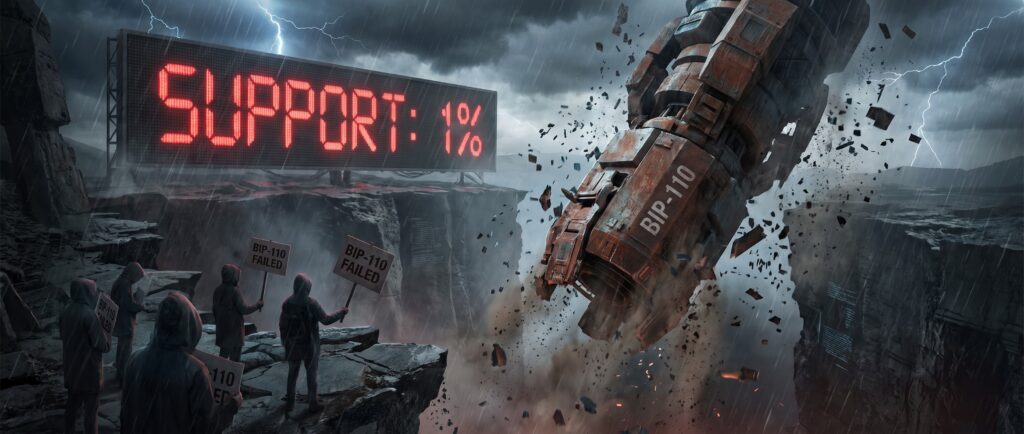 Поддержка BIP-110 упала до 1%