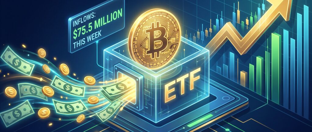 Биткоин-ETF привлекли $75,5 млн за неделю