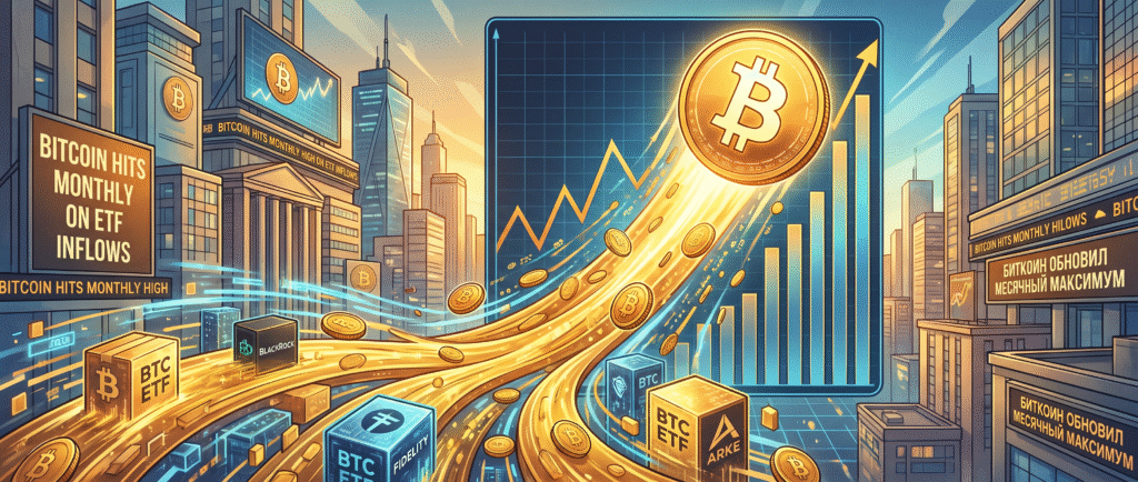 Биткоин обновил месячный максимум на фоне притока в ETF