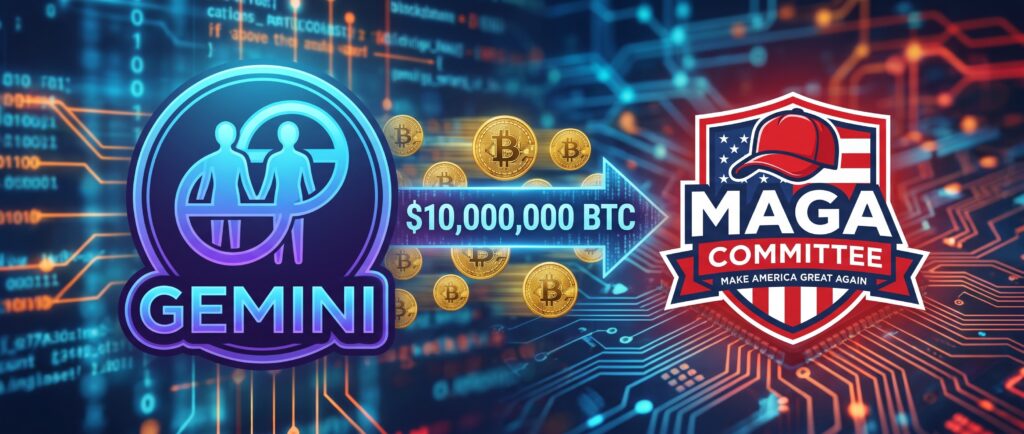 Gemini перевела $10 млн в биткоинах комитету MAGA