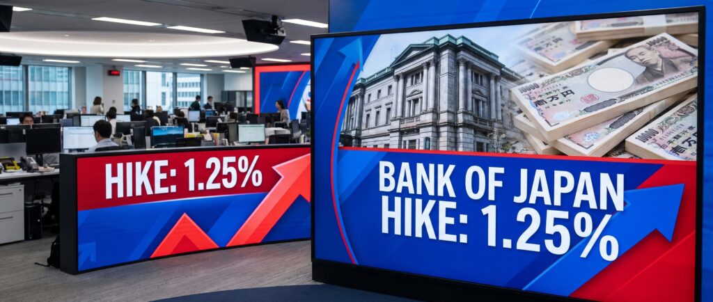 Банк Японии повысил ставку до 1,25%